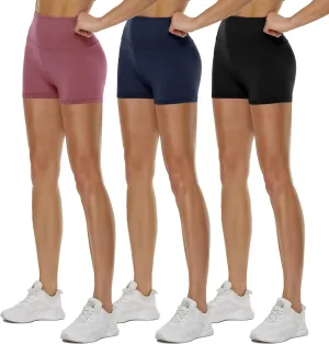 3 Pack High Waisted Biker Shorts for Women  3"/ 5"/ 8" Black Workout Yoga Compression Novelty Shorts for Running