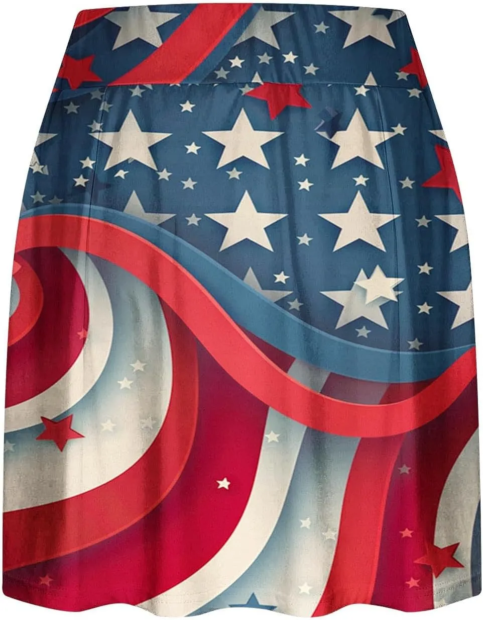 4th of July Skort Patriotic Skirts for Women American Flag Tennis Skirts with Shorts High Waisted Flowy Summer Skorts