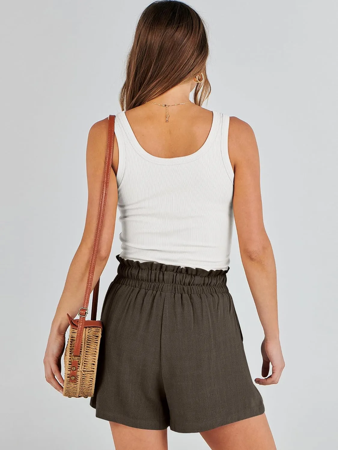 ANRABESS Linen Shorts for Women Summer Casual Wide Leg Loose High Waist Drawstring Dressy Beach Shorts 2025 Comfy Clothes