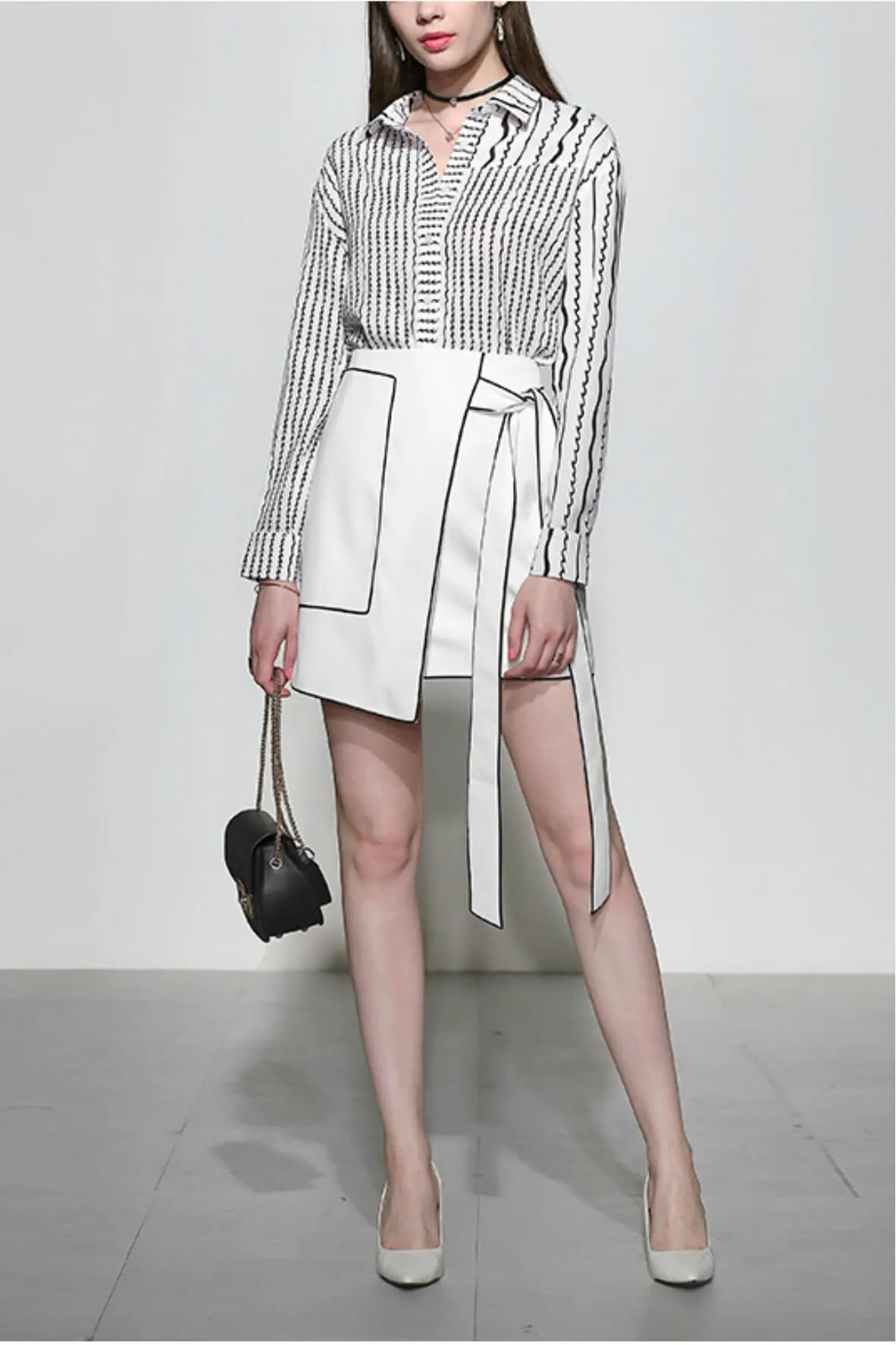 Asymmetry Striped Blouse