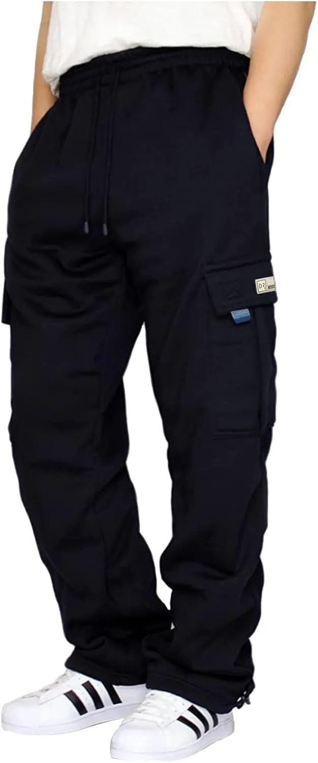 Cargo Pants for Men,Men's Cotton Linen Pants Elastic Drawstring Waist Pants Lightweight Fall Cargo Pants with Pockets