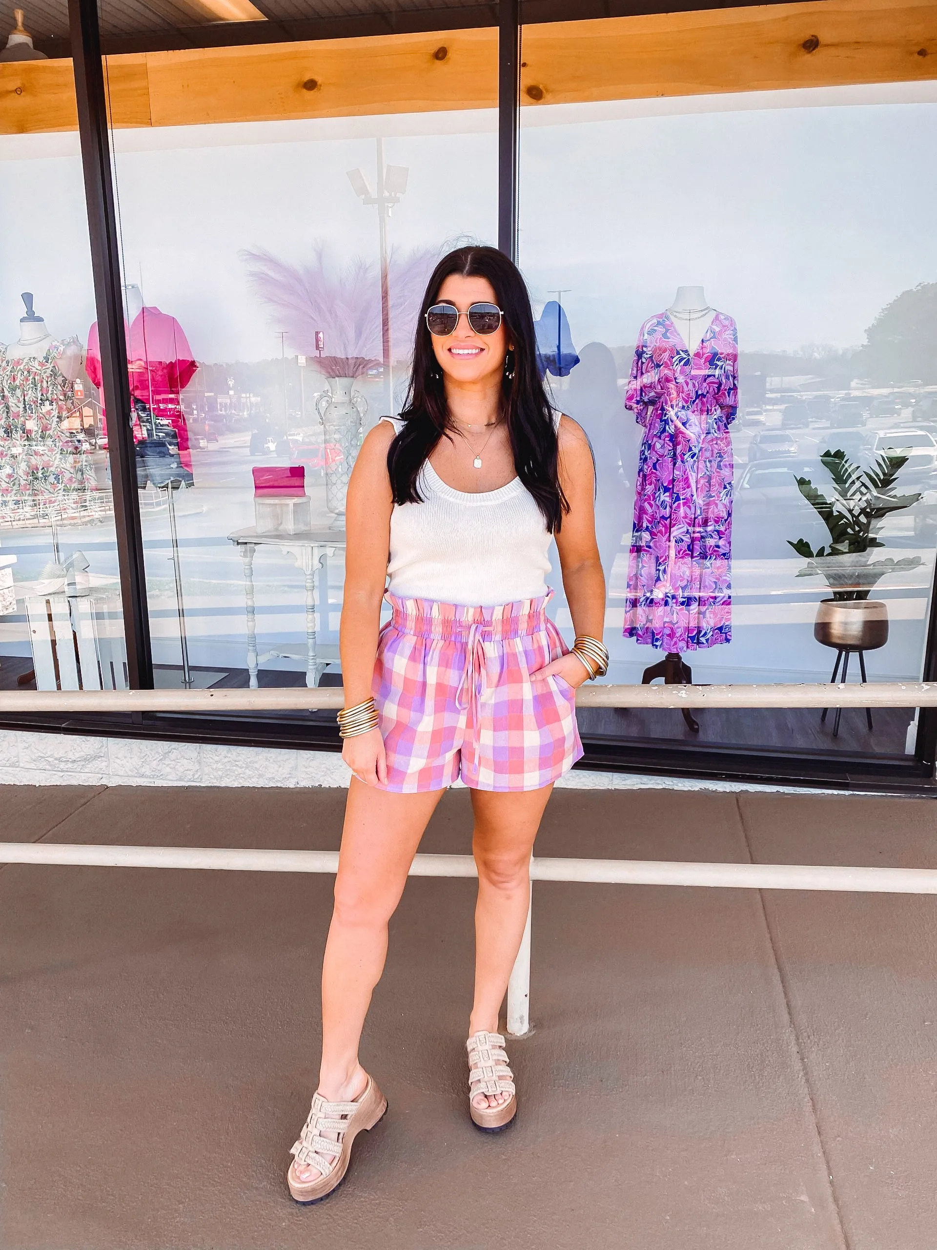 Checkmate Lavender And Coral Shorts