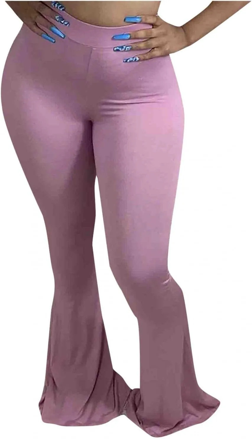 Comfy Bootcut Yoga Pants High Waist Tummy Control Wide Leg Long Palazzo Bell Bottom Flare Pants Trousers Plus Size