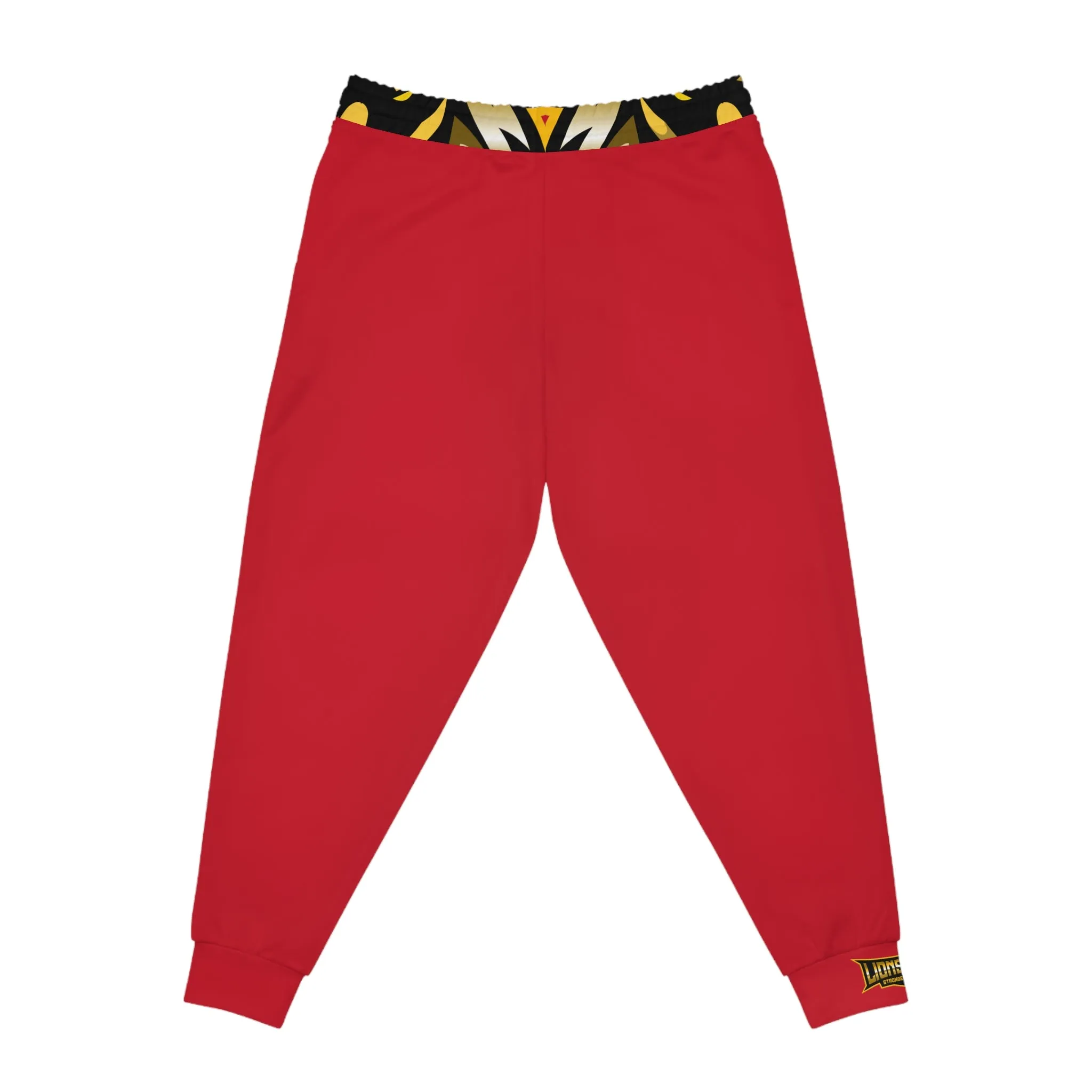 Dark Red "Sun Gold Lion" Athletic Joggers