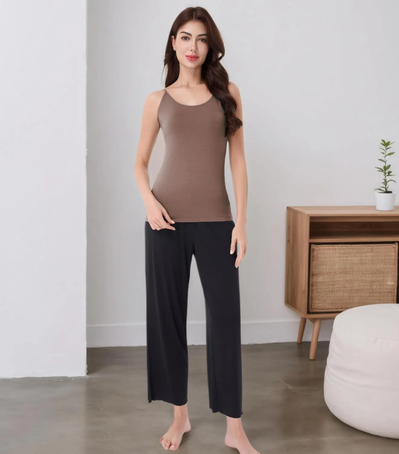 DAVID ARCHY Women's Bamboo Rayon Camisoles 3 Pack - Non-Slip Tank Tops, Wrinkle-Free Undershirts