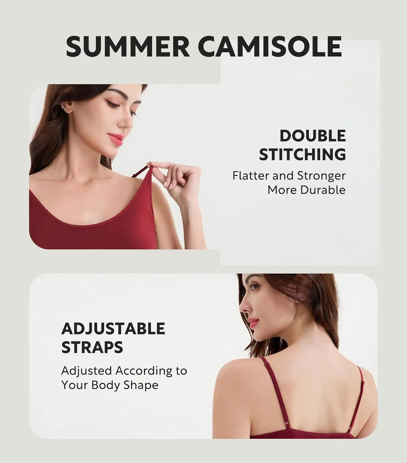 DAVID ARCHY Women's Bamboo Rayon Camisoles 3 Pack - Non-Slip Tank Tops, Wrinkle-Free Undershirts