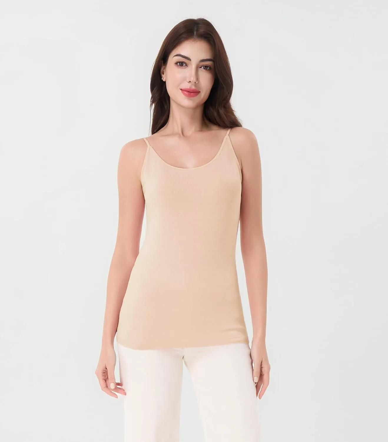 DAVID ARCHY Women's Bamboo Rayon Camisoles 3 Pack - Non-Slip Tank Tops, Wrinkle-Free Undershirts