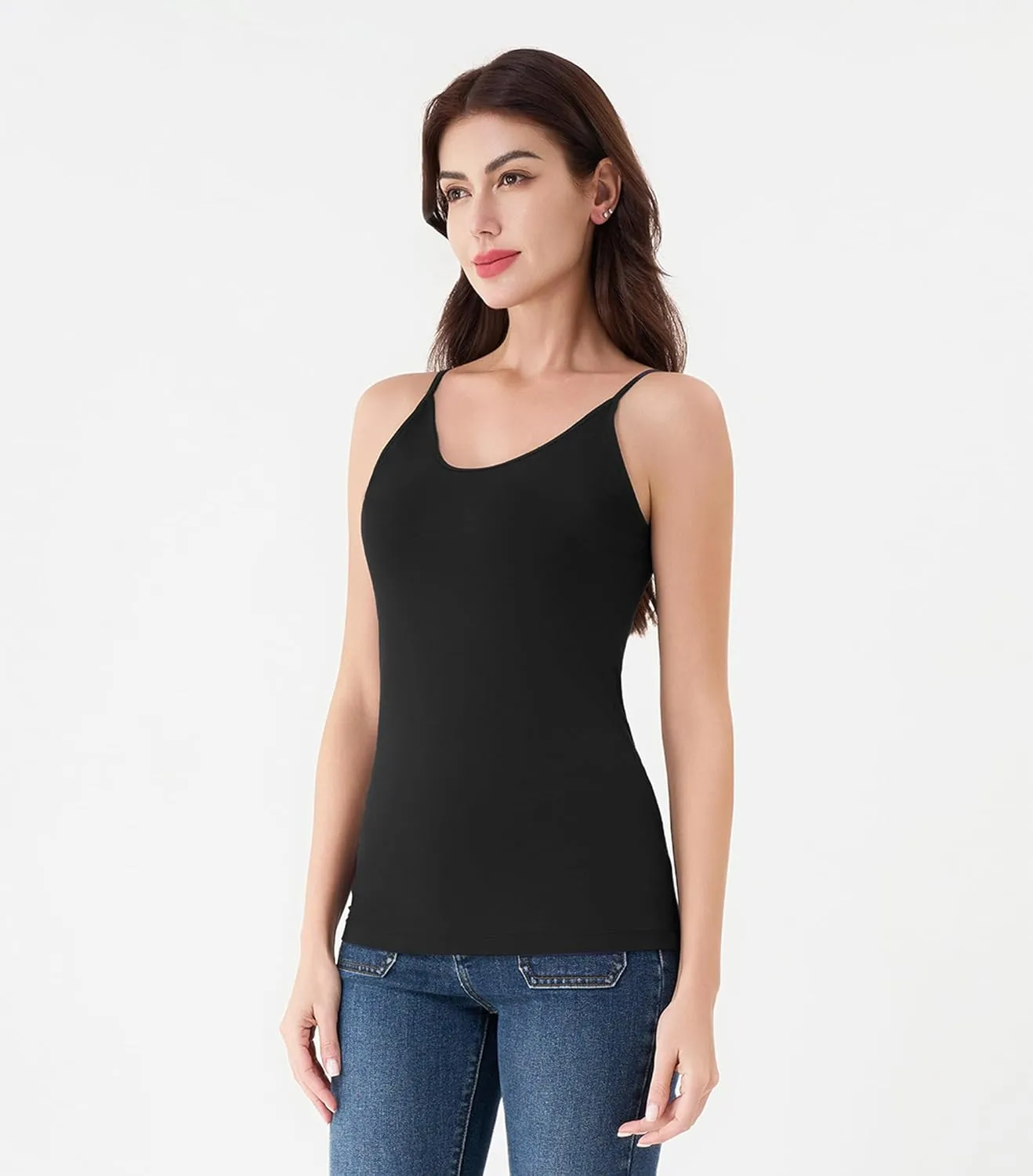 DAVID ARCHY Women's Bamboo Rayon Camisoles 3 Pack - Non-Slip Tank Tops, Wrinkle-Free Undershirts