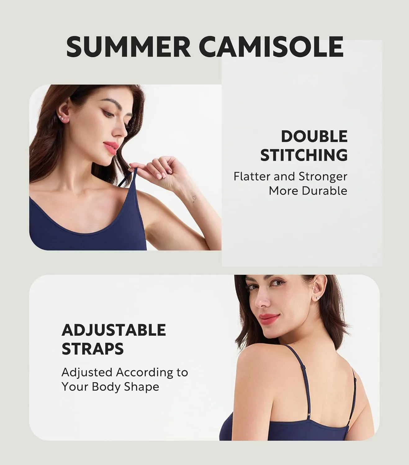 DAVID ARCHY Women's Bamboo Rayon Camisoles 3 Pack - Non-Slip Tank Tops, Wrinkle-Free Undershirts