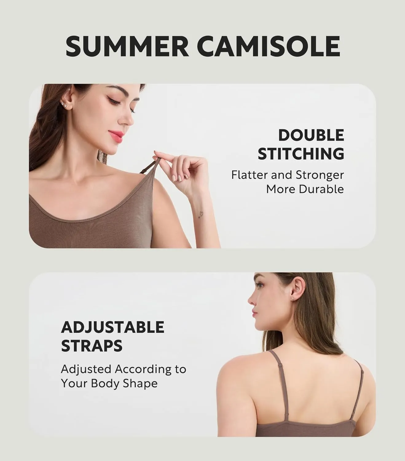 DAVID ARCHY Women's Bamboo Rayon Camisoles 3 Pack - Non-Slip Tank Tops, Wrinkle-Free Undershirts