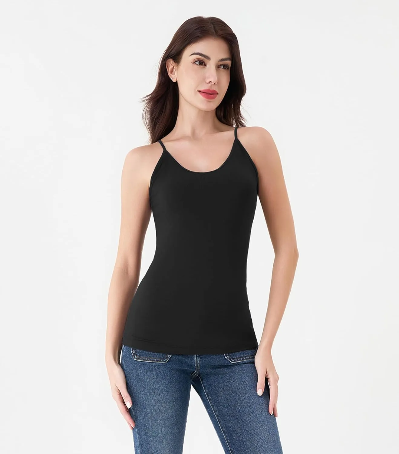 DAVID ARCHY Women's Bamboo Rayon Camisoles 3 Pack - Non-Slip Tank Tops, Wrinkle-Free Undershirts