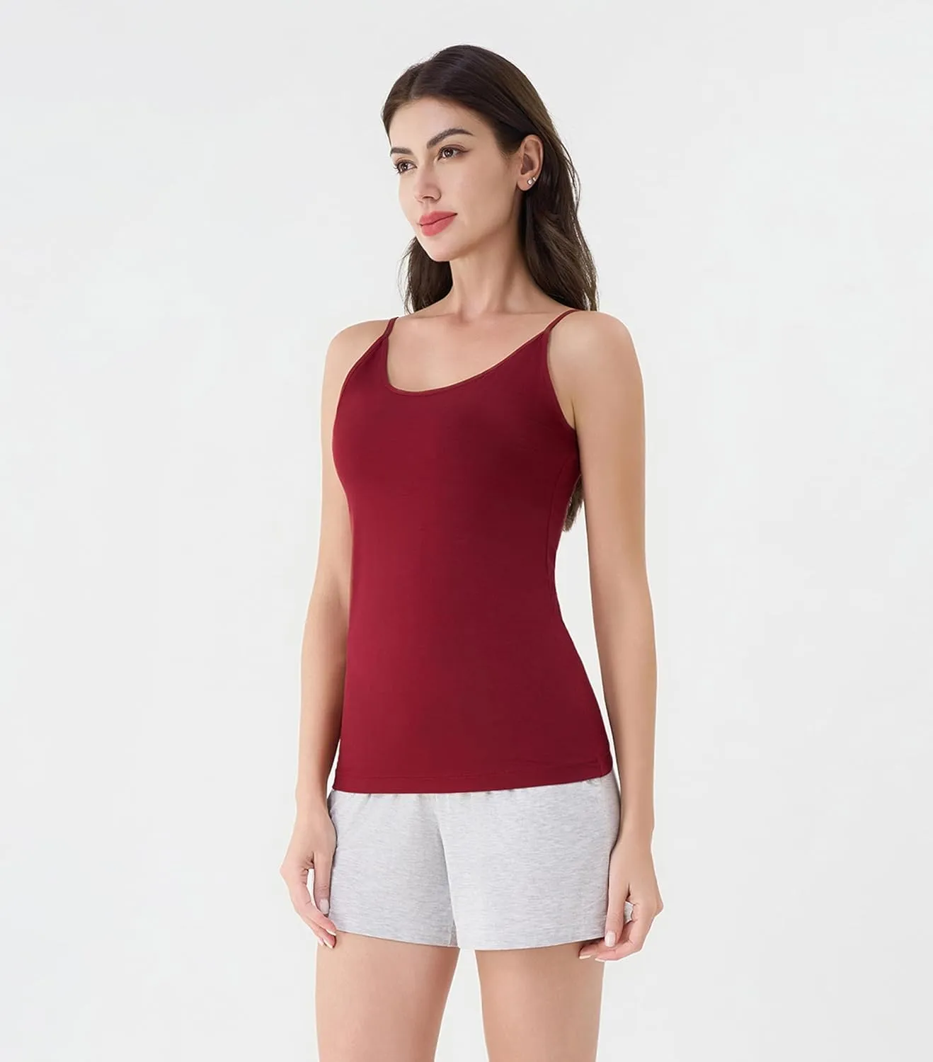 DAVID ARCHY Women's Bamboo Rayon Camisoles 3 Pack - Non-Slip Tank Tops, Wrinkle-Free Undershirts