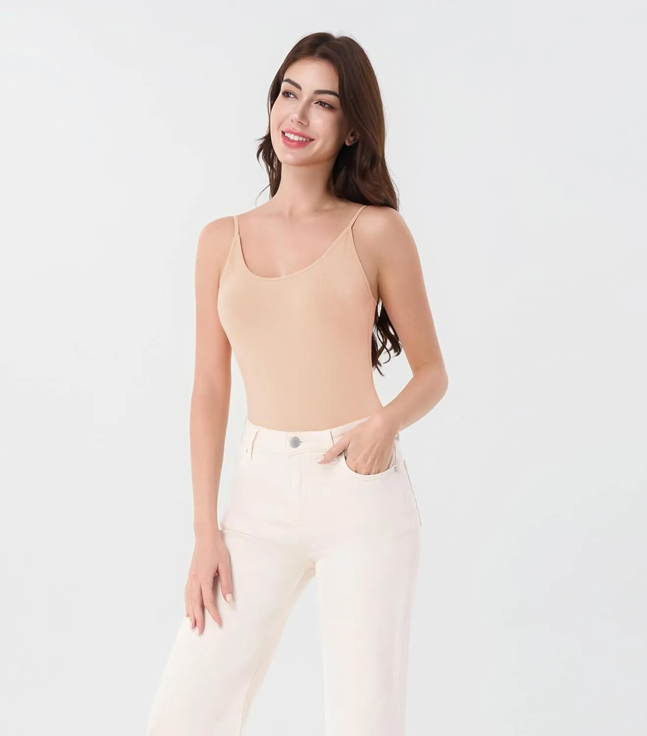 DAVID ARCHY Women's Bamboo Rayon Camisoles 3 Pack - Non-Slip Tank Tops, Wrinkle-Free Undershirts