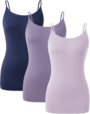 DAVID ARCHY Women's Bamboo Rayon Camisoles 3 Pack - Non-Slip Tank Tops, Wrinkle-Free Undershirts