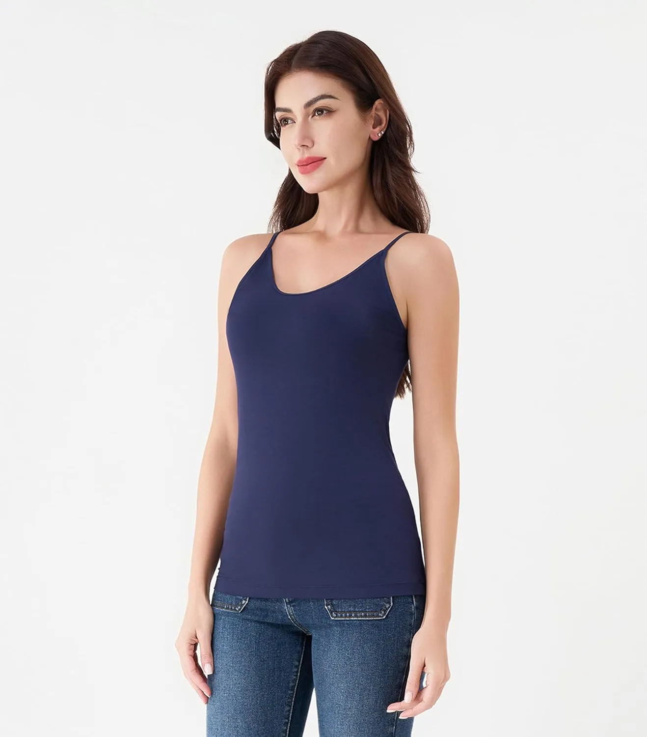 DAVID ARCHY Women's Bamboo Rayon Camisoles 3 Pack - Non-Slip Tank Tops, Wrinkle-Free Undershirts