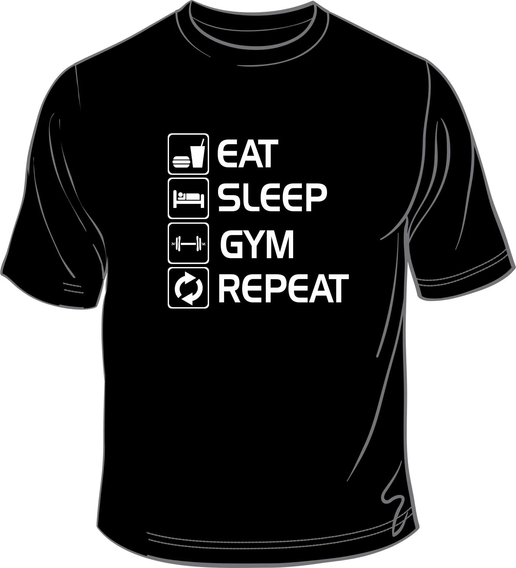 Eat Sleep Gym Repeat - Printed T-Shirt/Vest