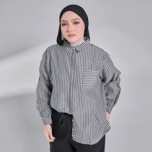 Elora Sheersucker Blouse - Black Stripe