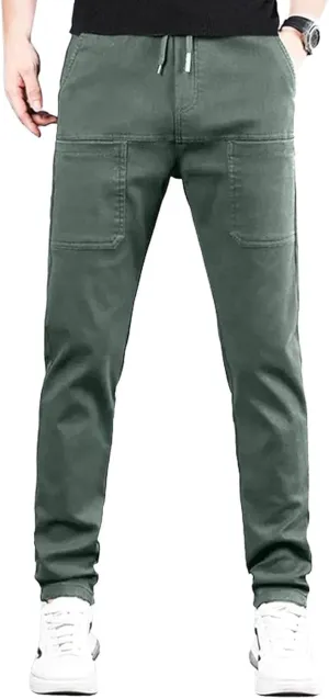 evzosrz Mens Summer Cargo Pants, Straight High Stretch Solid Waterproof High Stretch Comfy Casual Trousers with Multi-Pockets