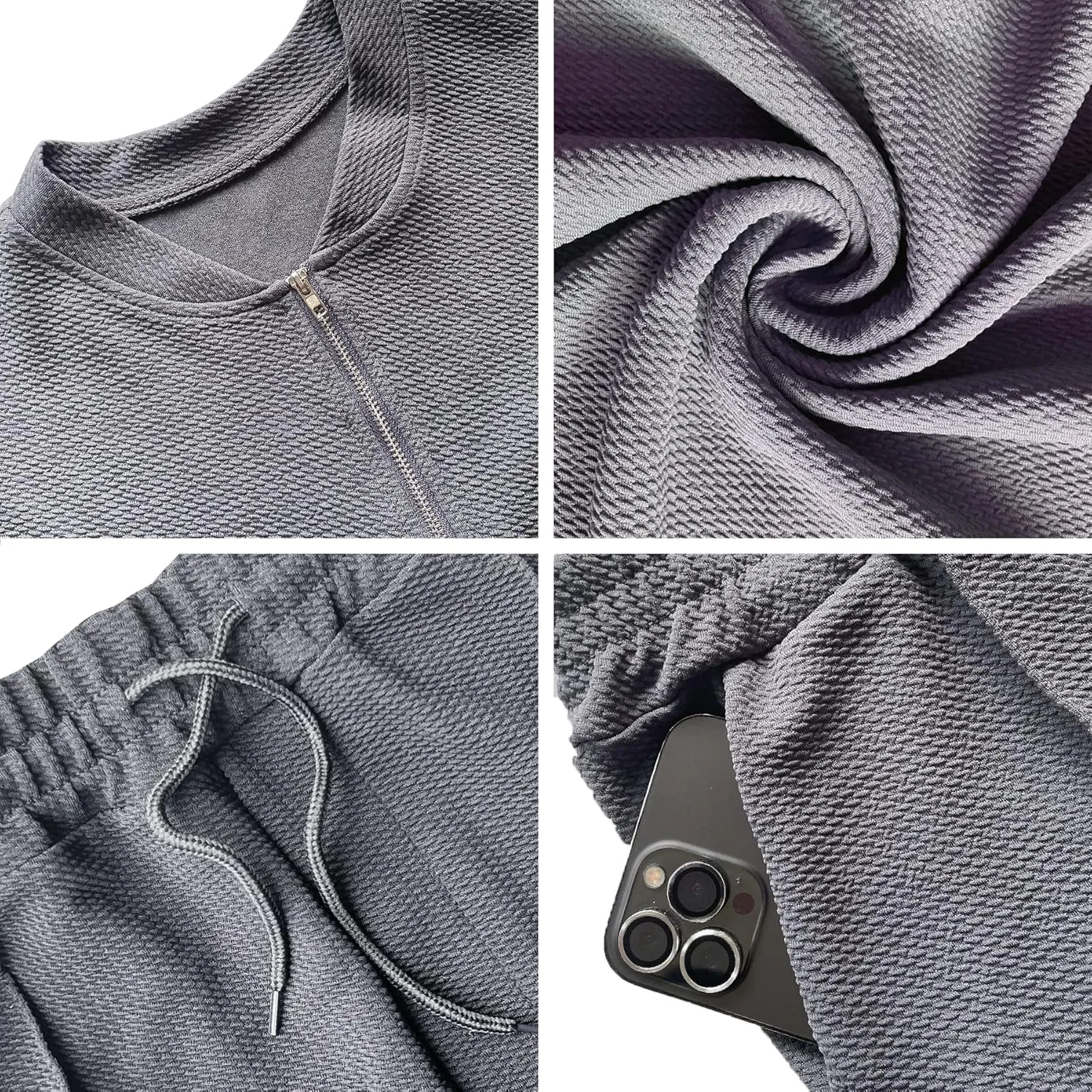 FZNHQL Fashion Men's Tracksuits 2 Piece Casual Athletic Jogging Outfits Short/Long Sleeve Track Suits for Men Set