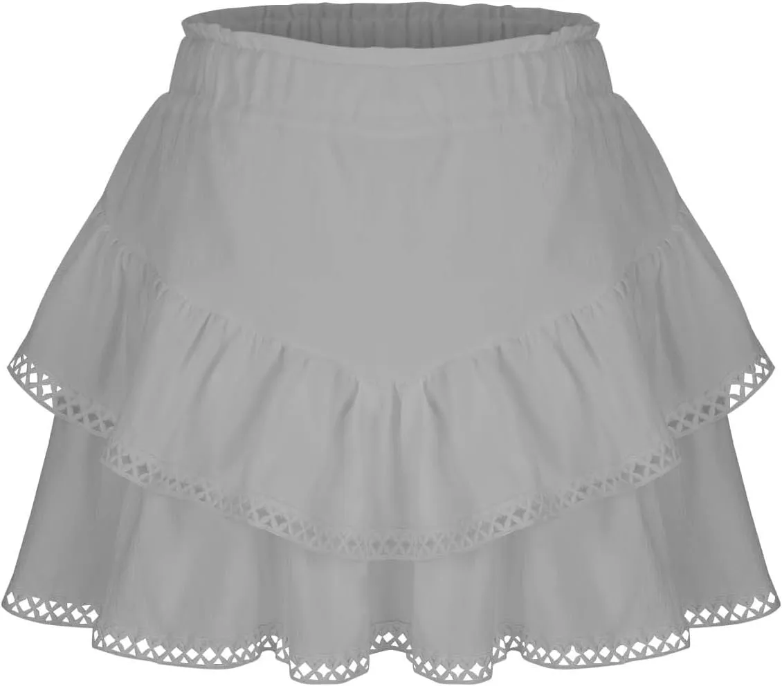 High Waist Ruffle Mini Skorts Flowy Tiered Layered Boho Shorts Summer Running Golf Tennis Athletic Skorts