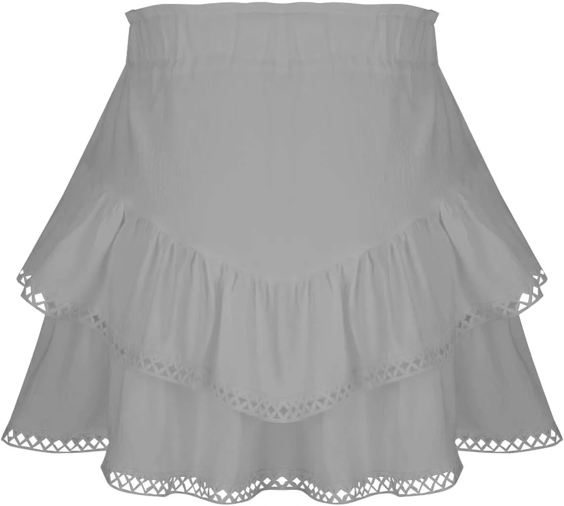 High Waist Ruffle Mini Skorts Flowy Tiered Layered Boho Shorts Summer Running Golf Tennis Athletic Skorts