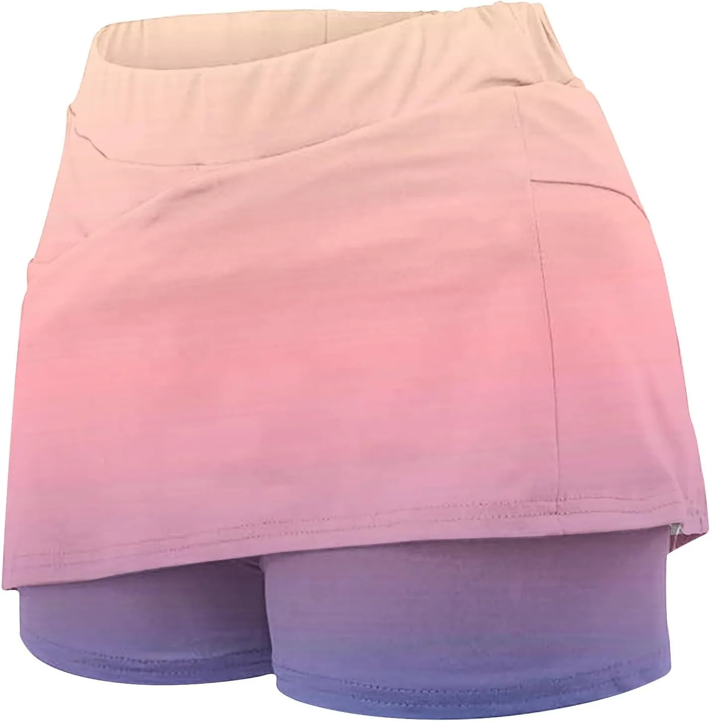 High Waisted Tennis Skirts for Women Built in Shorts, Gradient Mini Athletic Skorts Golf Sports Running Skort