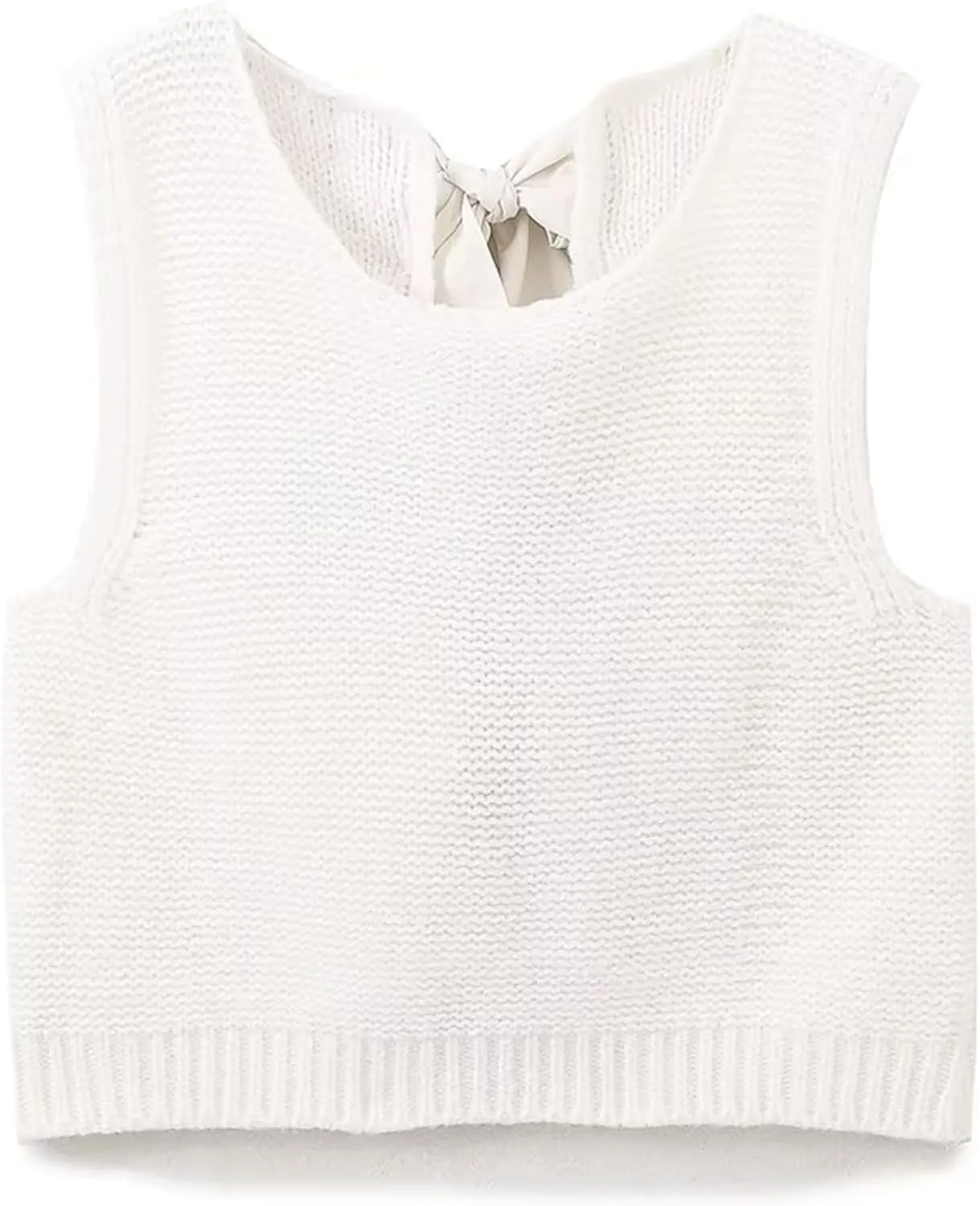 Lianlive Sweater Vest Top for Women Casual Crop Knit Cardigan Vest Bow Tie Back Knitted Tank Tops