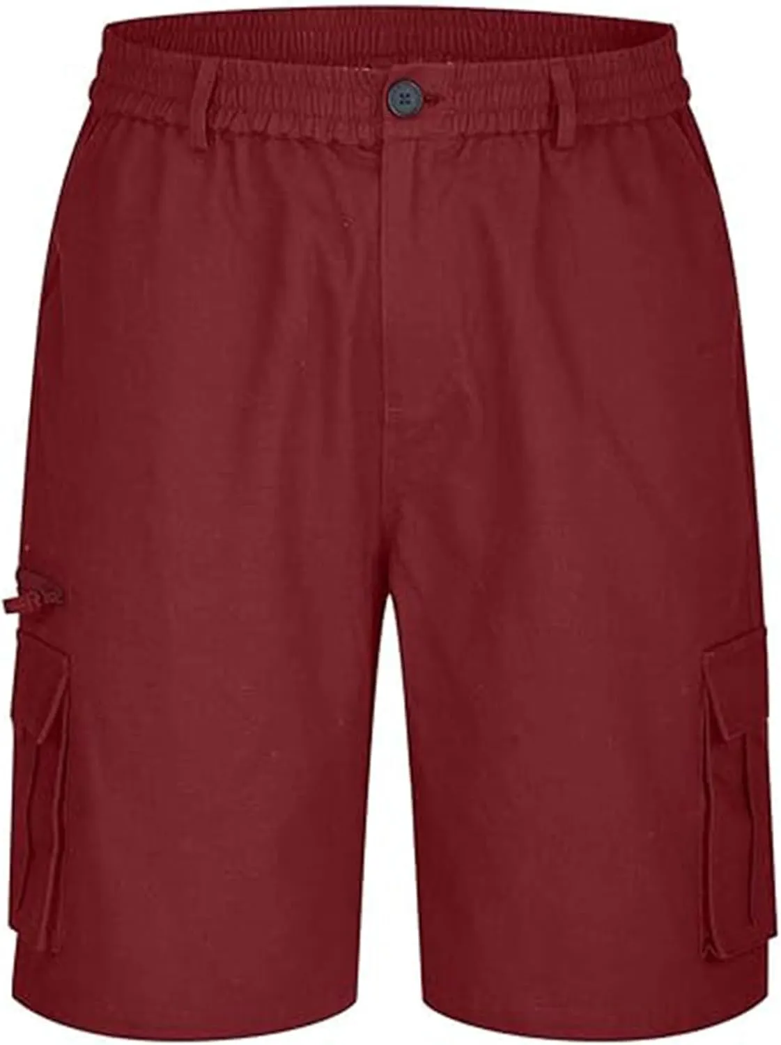 Linen Shorts Men for Casual Workwear Elastic Waist Men's Cargo Mens Cotton Everyday Wear Big and Tall Regular Fit