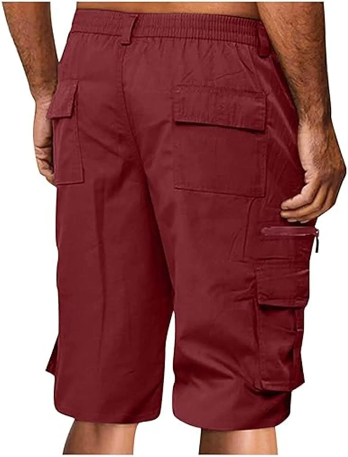 Linen Shorts Men for Casual Workwear Elastic Waist Men's Cargo Mens Cotton Everyday Wear Big and Tall Regular Fit