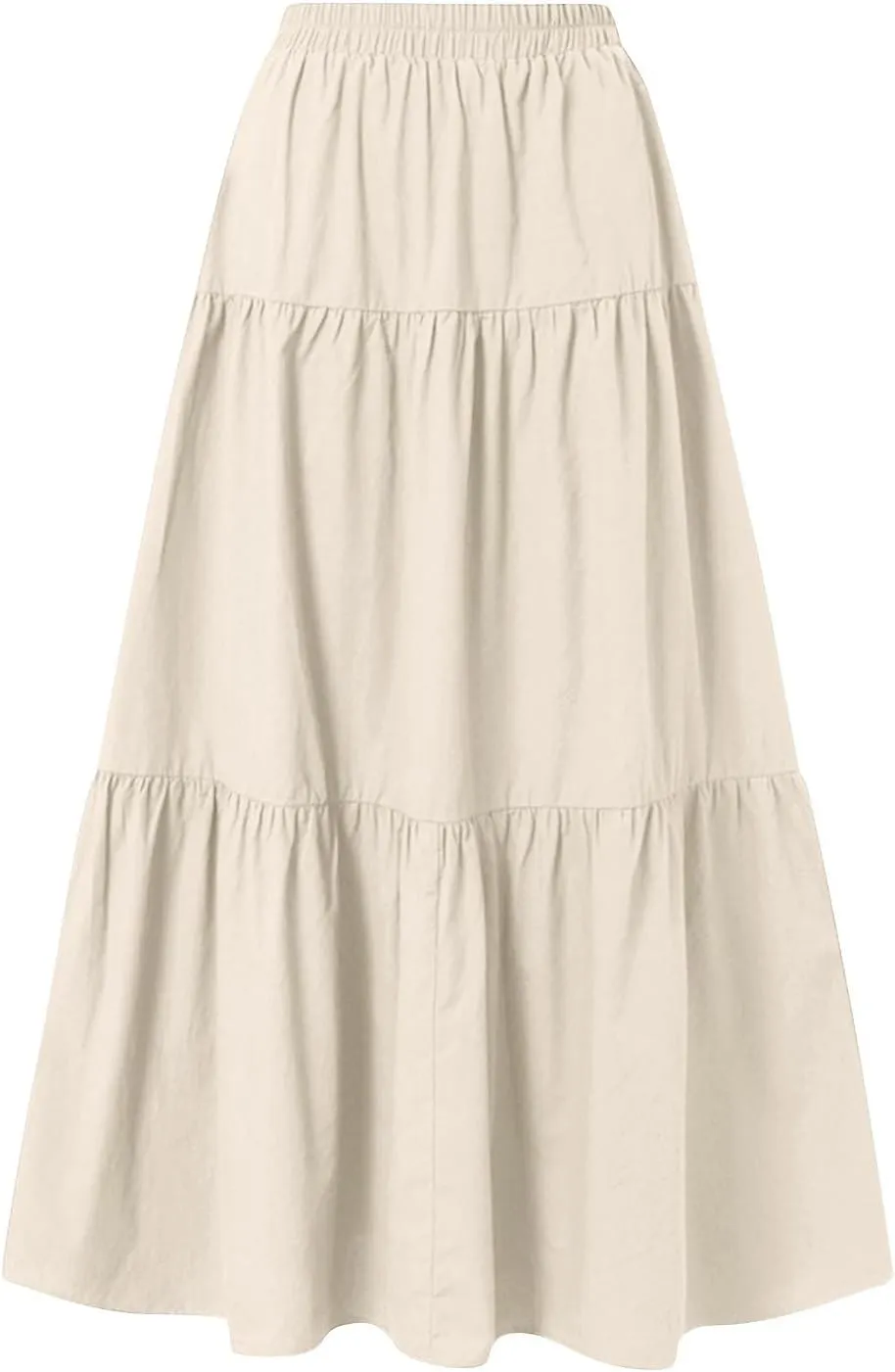 Linen Skirts for Women 2025 Casual Summer Bow High Waisted Tiered Maxi Skirt Flowy Vacation Beach Long Pleated Skirt