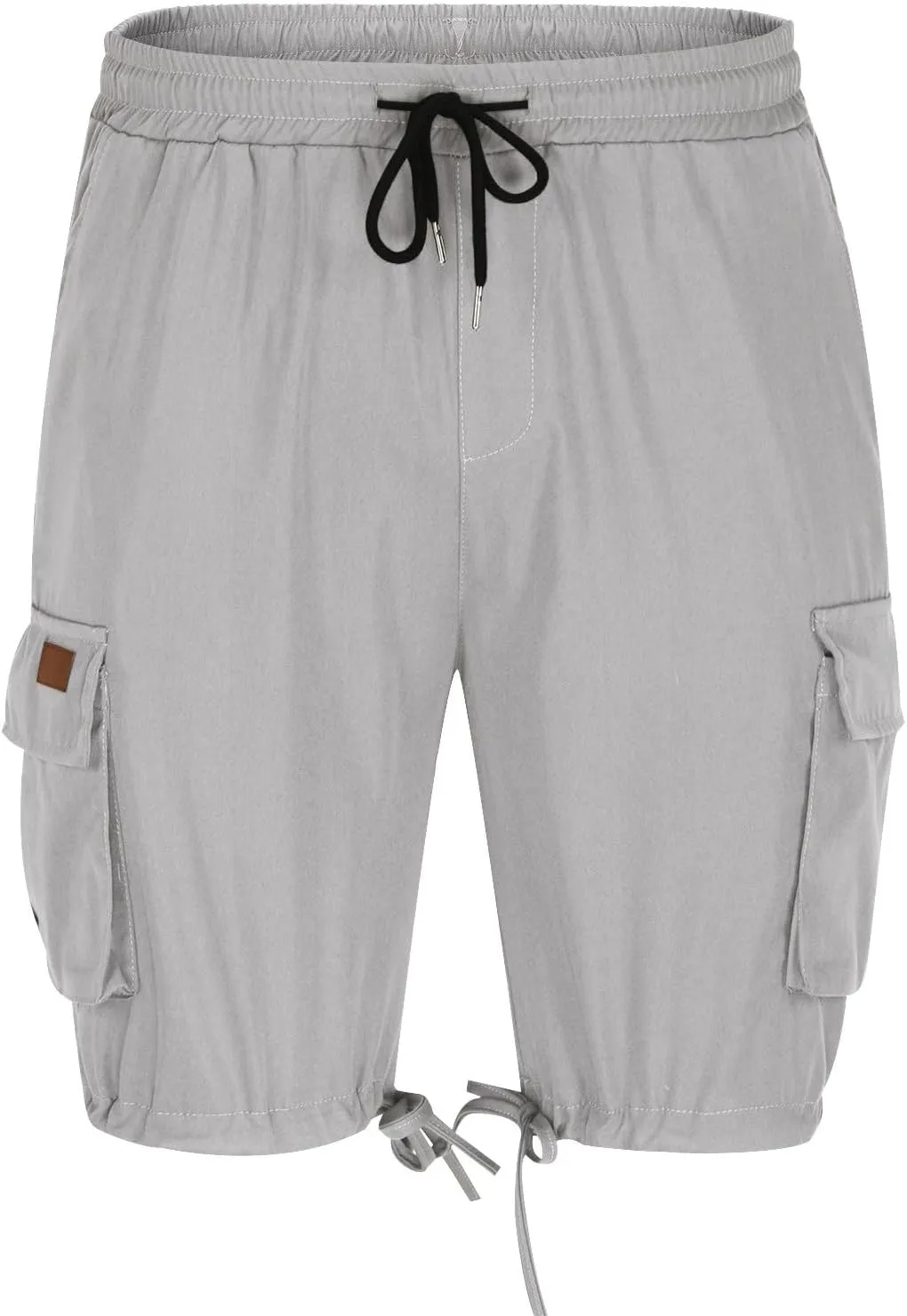 Mens Cargo Shorts 2025 Elastic Drawstring Waist Twill Summer Shorts Classic-fit Hiking Cargo Pants with 4 Pockets