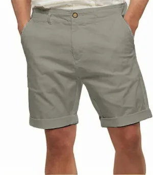 Mens Cotton Linen Shorts Casual Elastic Waist Drawstring Summer Beach Golf Shorts with Pockets