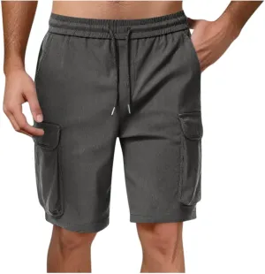 Mens Drawstring Elastic Waist Cargo Shorts 2025 Summer Trendy Stretch Lightweight Comfy Work Short Casual Loose Pants