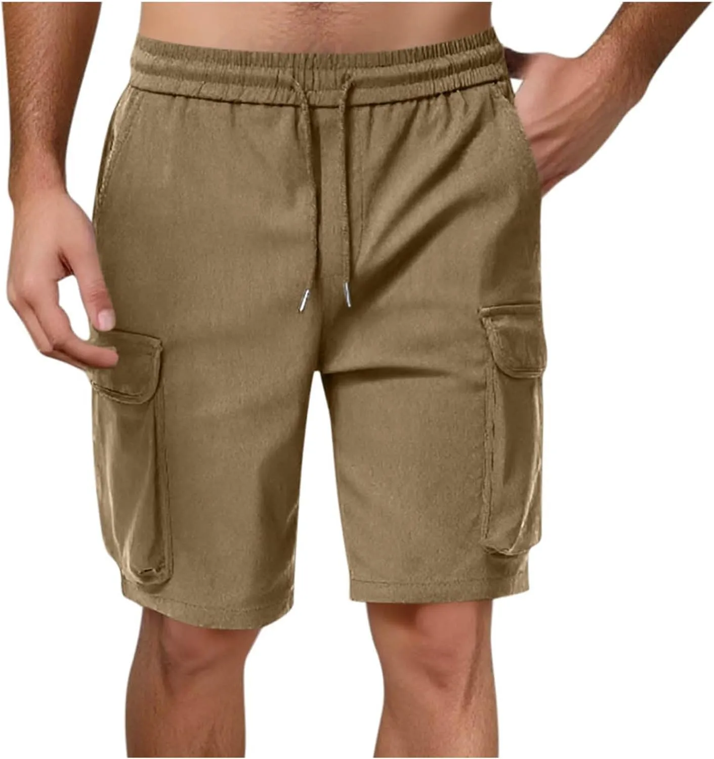 Mens Drawstring Elastic Waist Cargo Shorts 2025 Summer Trendy Stretch Lightweight Comfy Work Short Casual Loose Pants