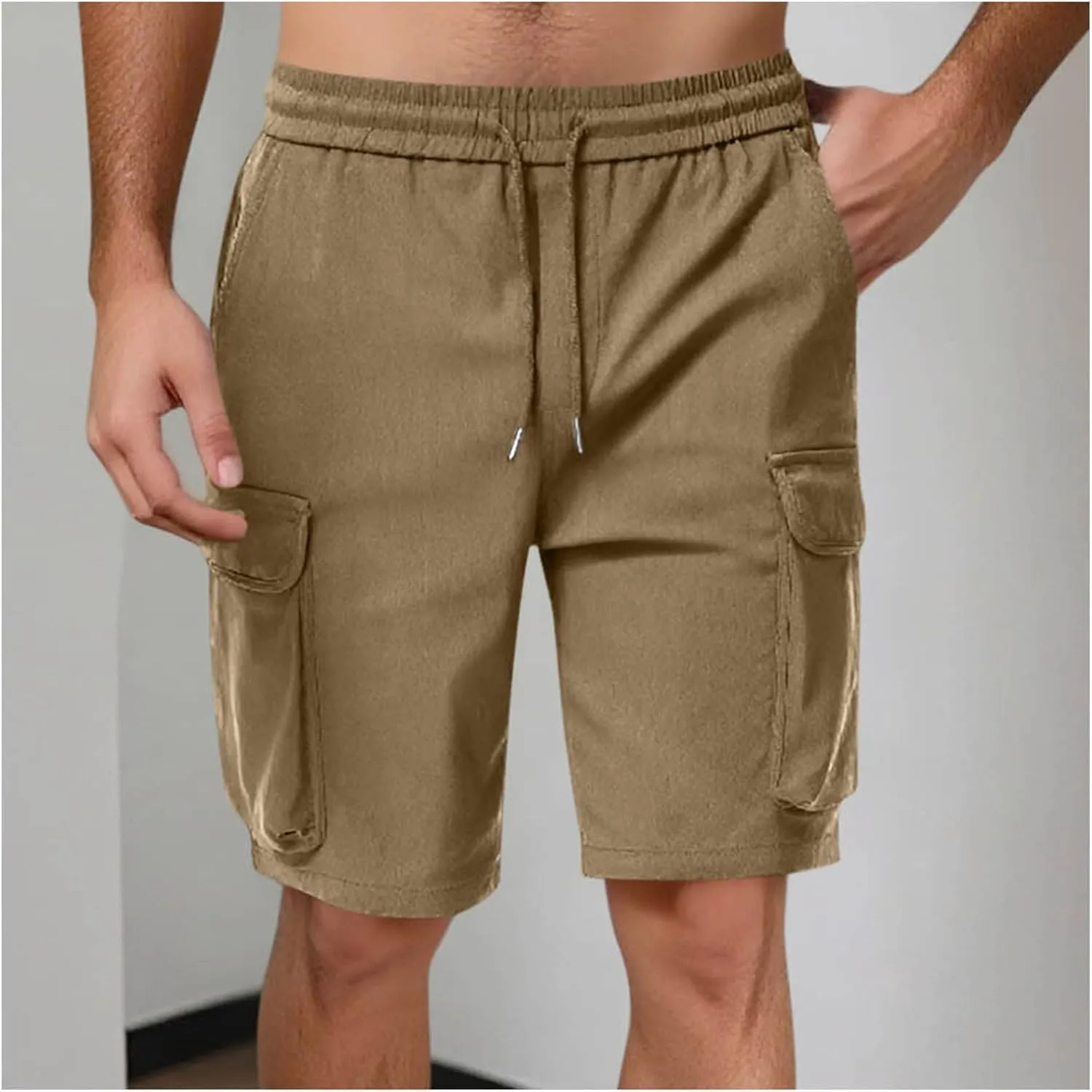 Mens Drawstring Elastic Waist Cargo Shorts 2025 Summer Trendy Stretch Lightweight Comfy Work Short Casual Loose Pants