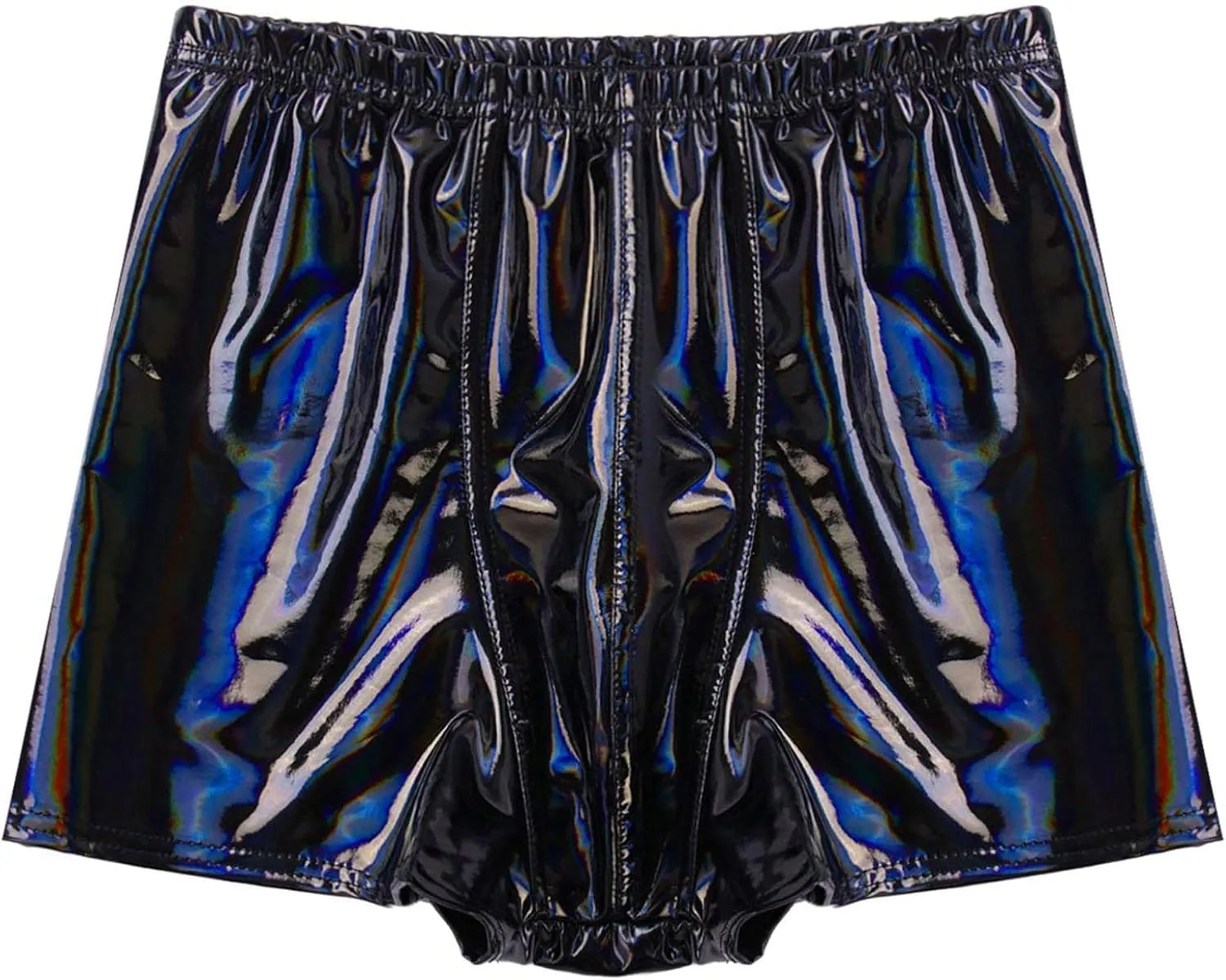 Men's Latex PVC Faux Leather Shiny Metallic Boxer Briefs Short Pants Solid Shorts Hot Pants