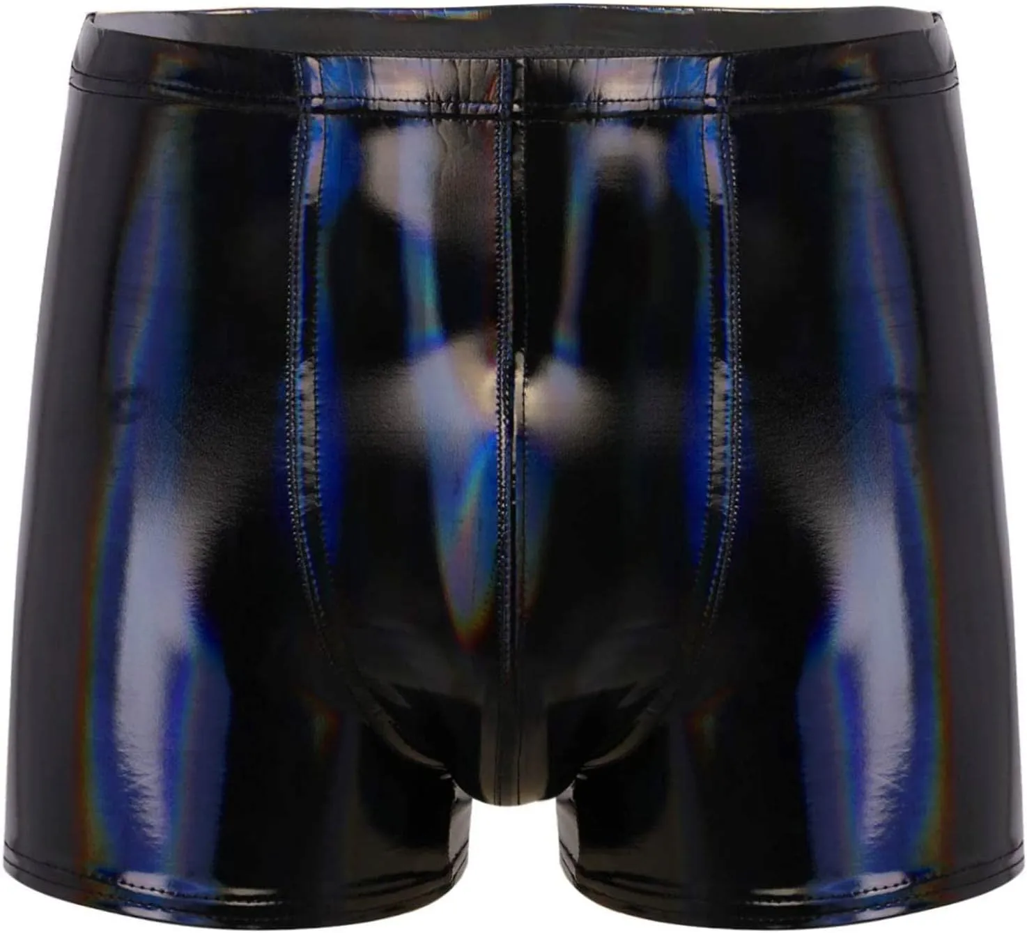 Men's Latex PVC Faux Leather Shiny Metallic Boxer Briefs Short Pants Solid Shorts Hot Pants