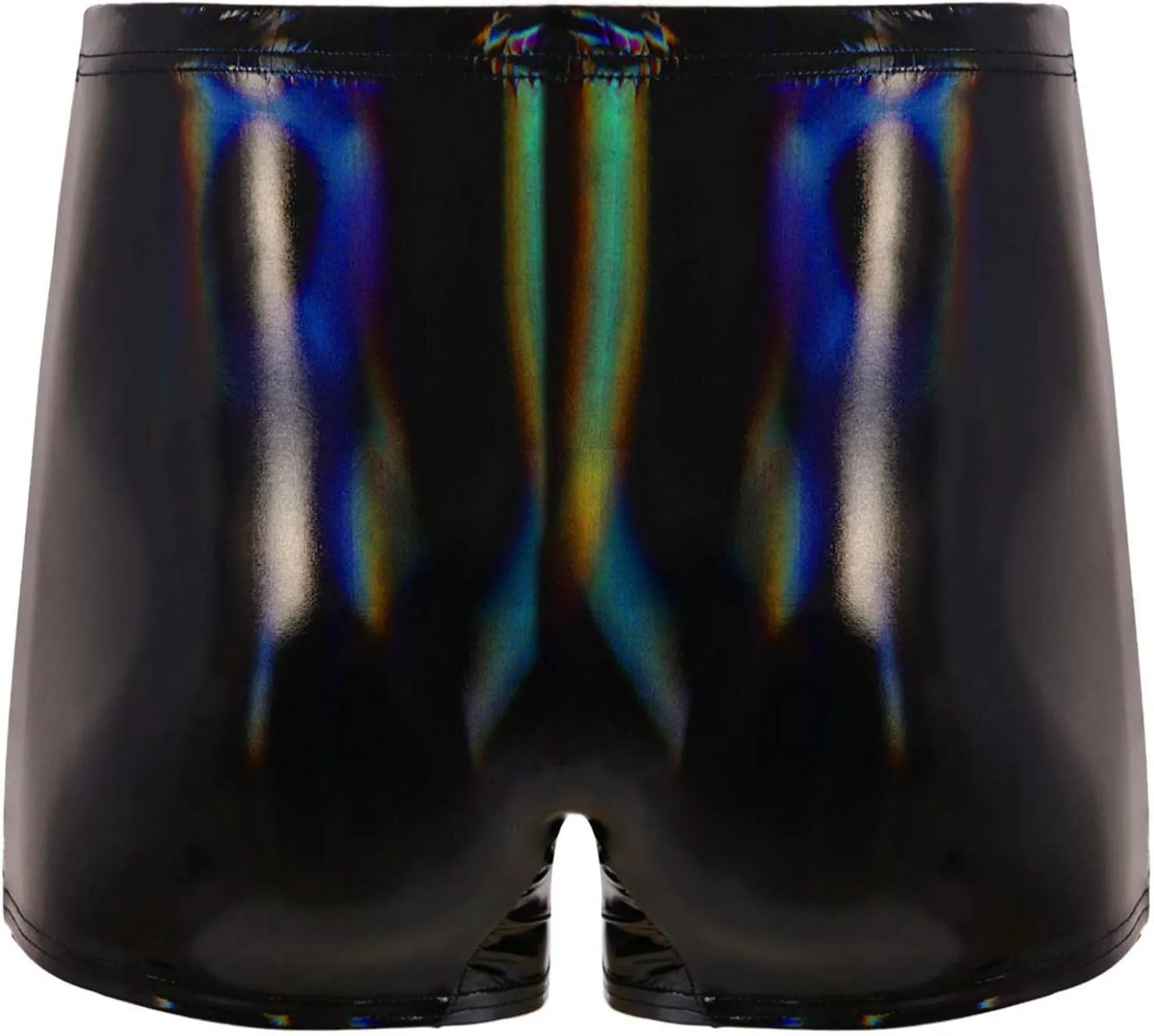 Men's Latex PVC Faux Leather Shiny Metallic Boxer Briefs Short Pants Solid Shorts Hot Pants