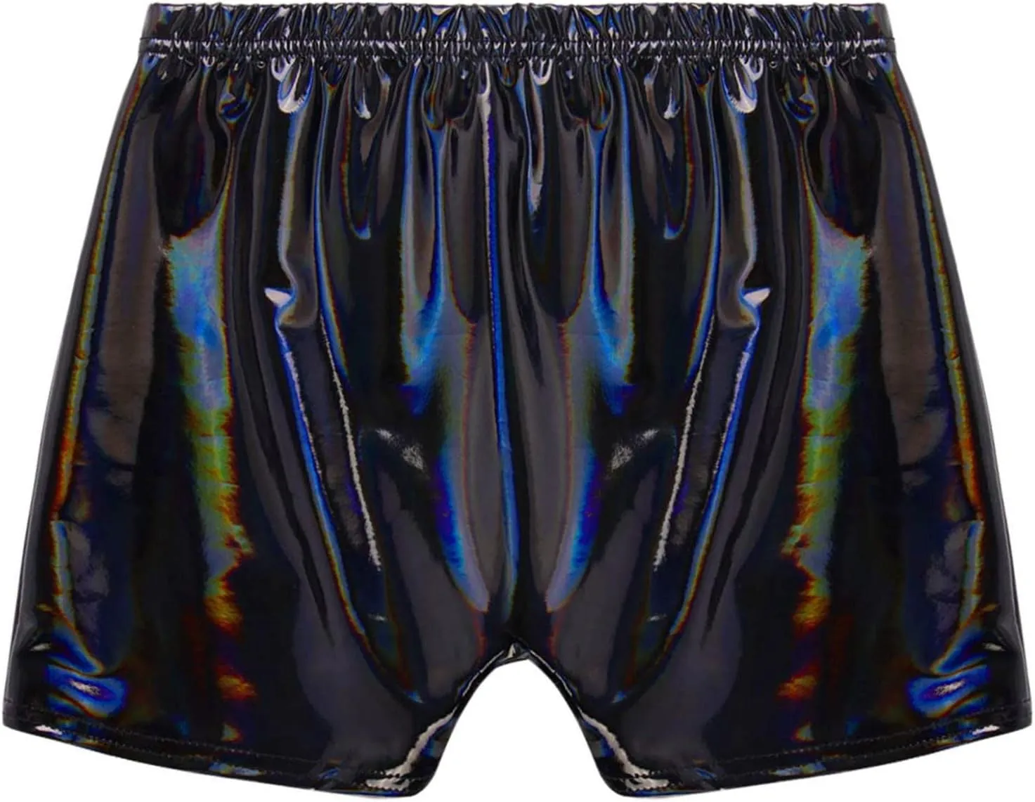 Men's Latex PVC Faux Leather Shiny Metallic Boxer Briefs Short Pants Solid Shorts Hot Pants