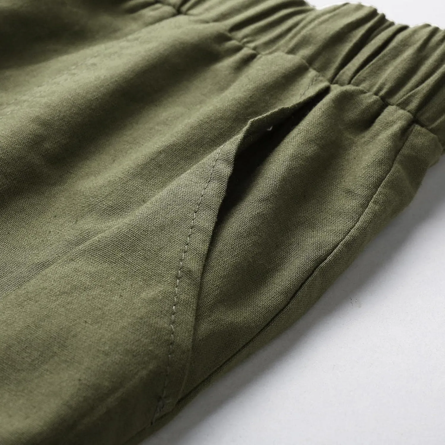 Men's Pants Casual Linen Pants Lightweight Athletic Workout Yoga Beach Pants Elastic Waist Drawstring Baggy Trousers