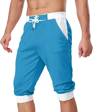 Mens Shorts Casual Men's Patchwork Slim fit 5 Inch Inseam Gym Shorts Running Shorts Basketball Shorts with Drawtring
