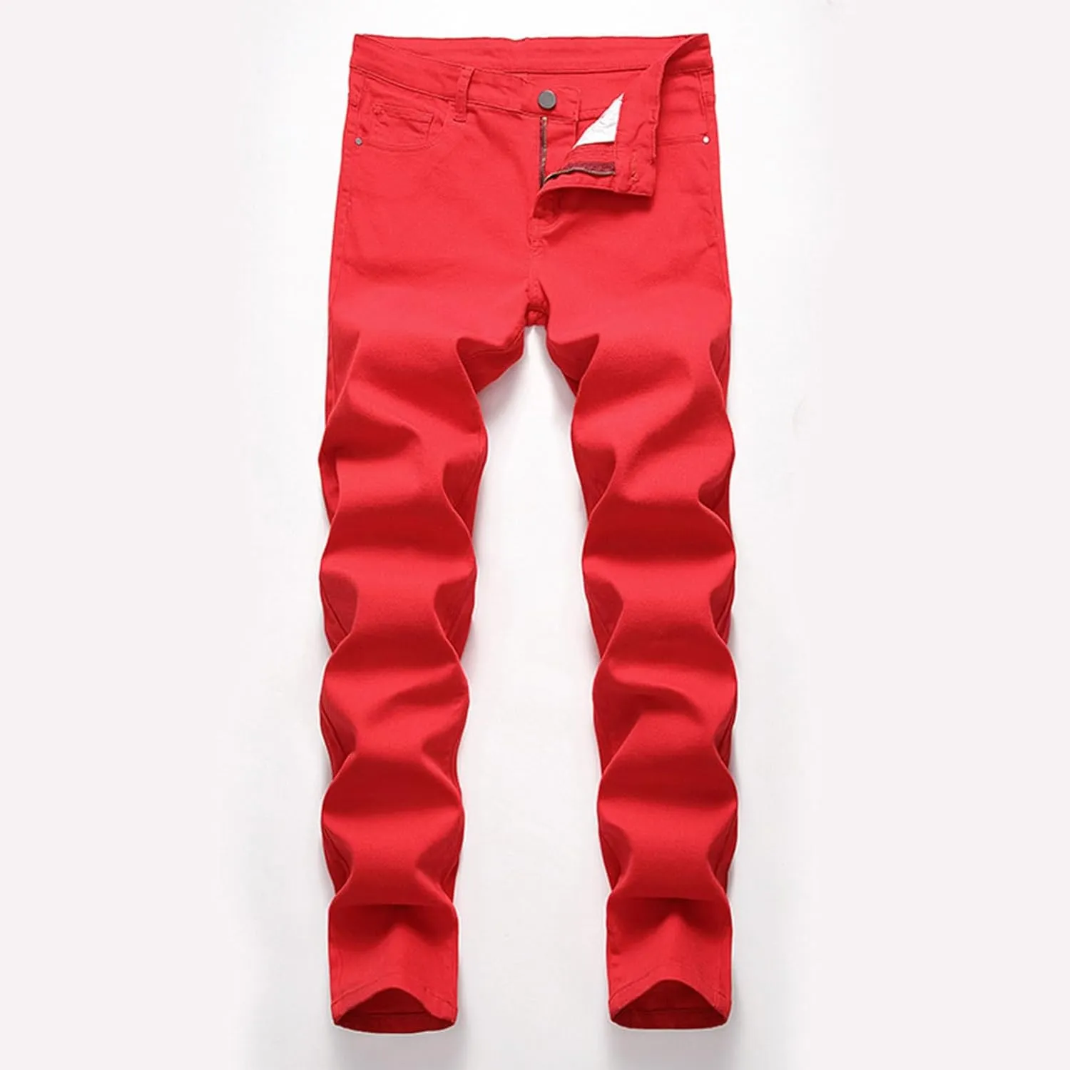 Mens Slim Skinny Casual Denim Pants Straight Leg Stylish Colorful Jeans for Men Stretchy Comfy Denim Jogger Pants with Pocket
