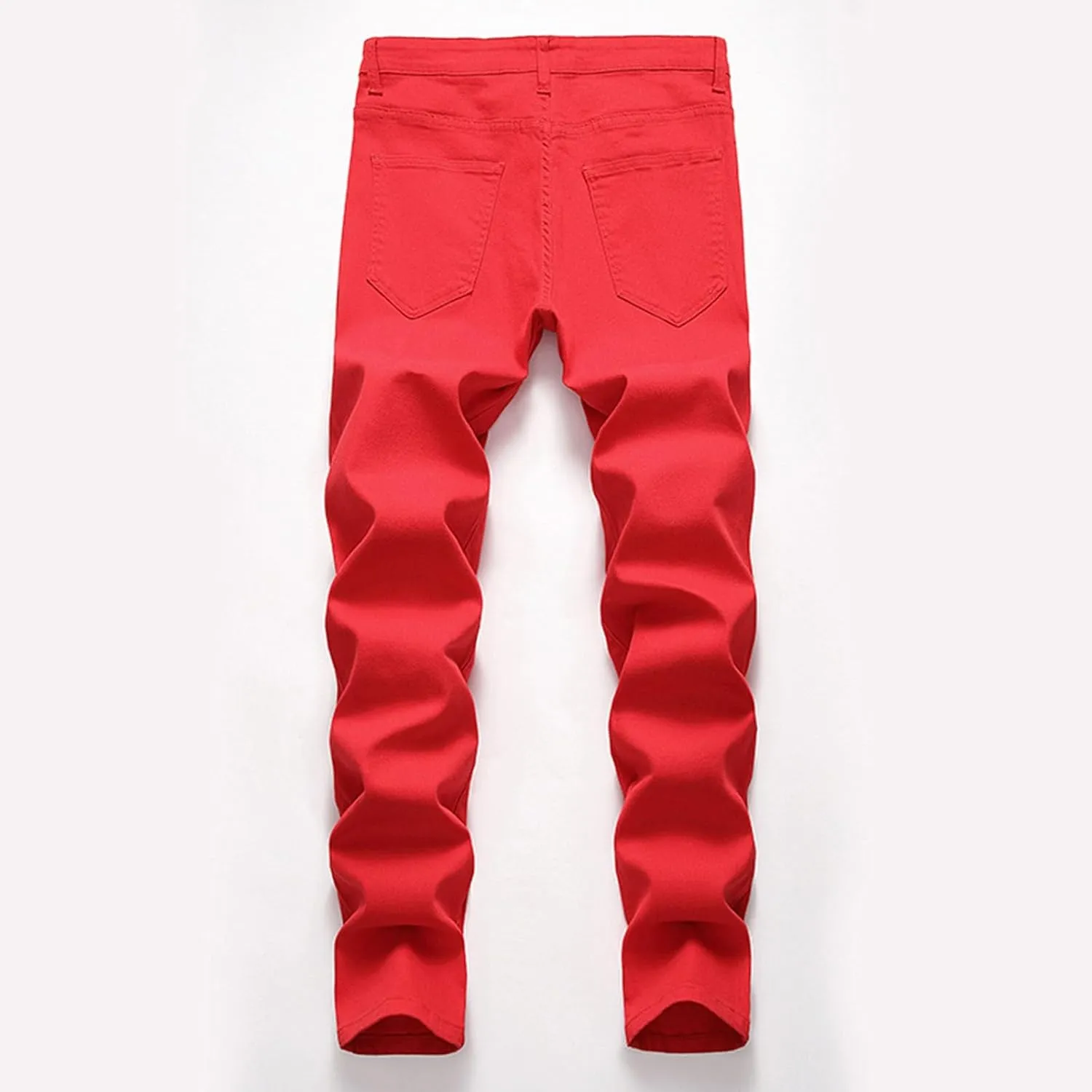 Mens Slim Skinny Casual Denim Pants Straight Leg Stylish Colorful Jeans for Men Stretchy Comfy Denim Jogger Pants with Pocket