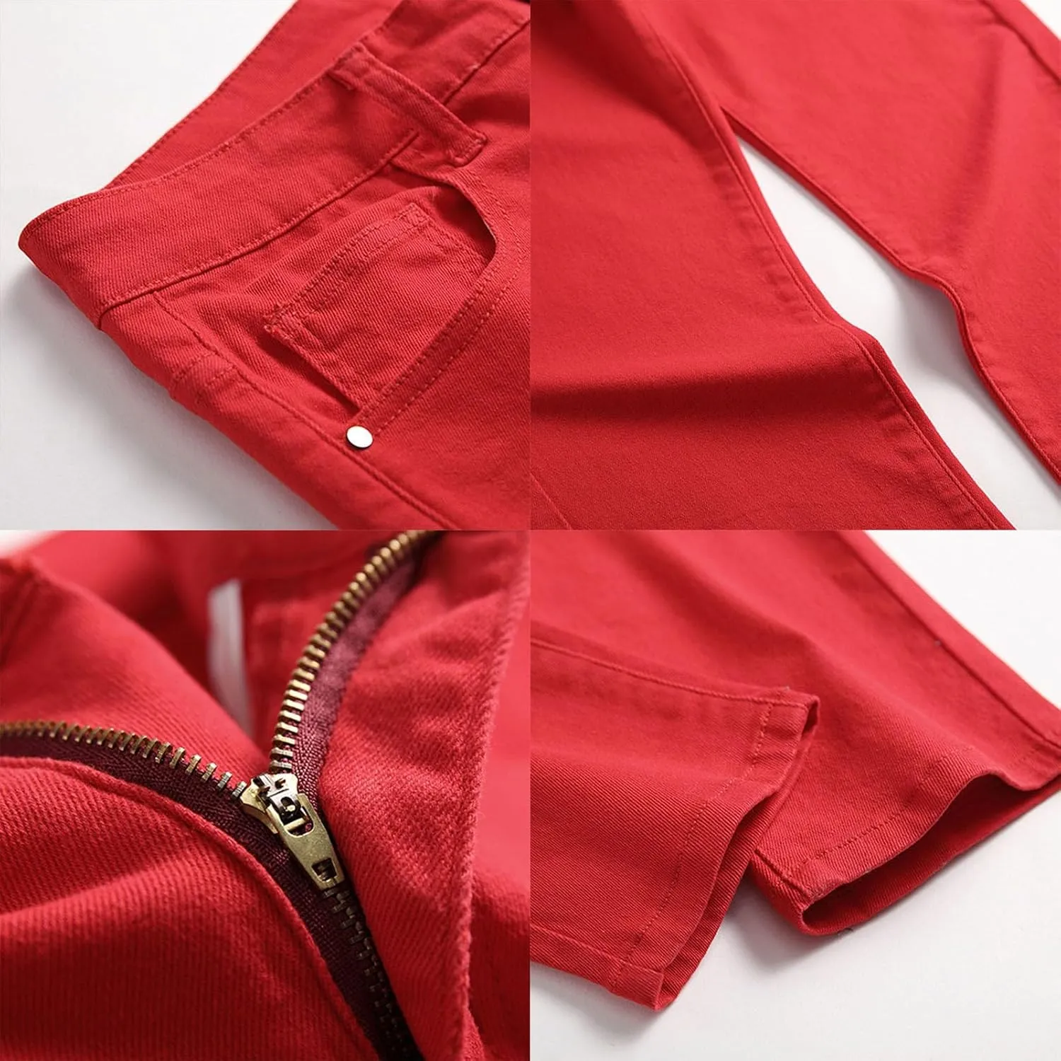 Mens Slim Skinny Casual Denim Pants Straight Leg Stylish Colorful Jeans for Men Stretchy Comfy Denim Jogger Pants with Pocket