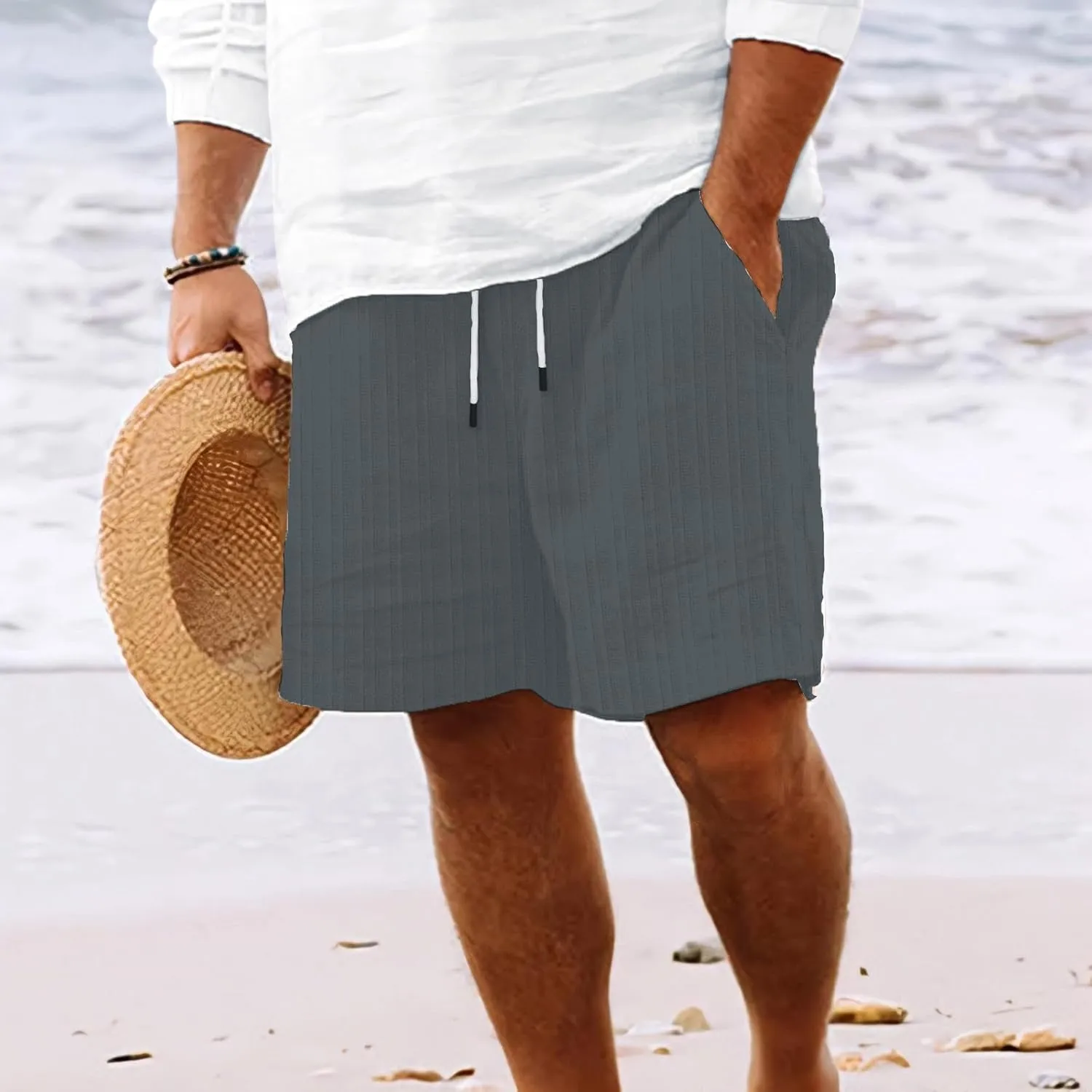 Mens Summer Shorts Slim-Fit Elastic Beach Shorts Gym Basketball Lightweight Classic Regular Activewear Pants