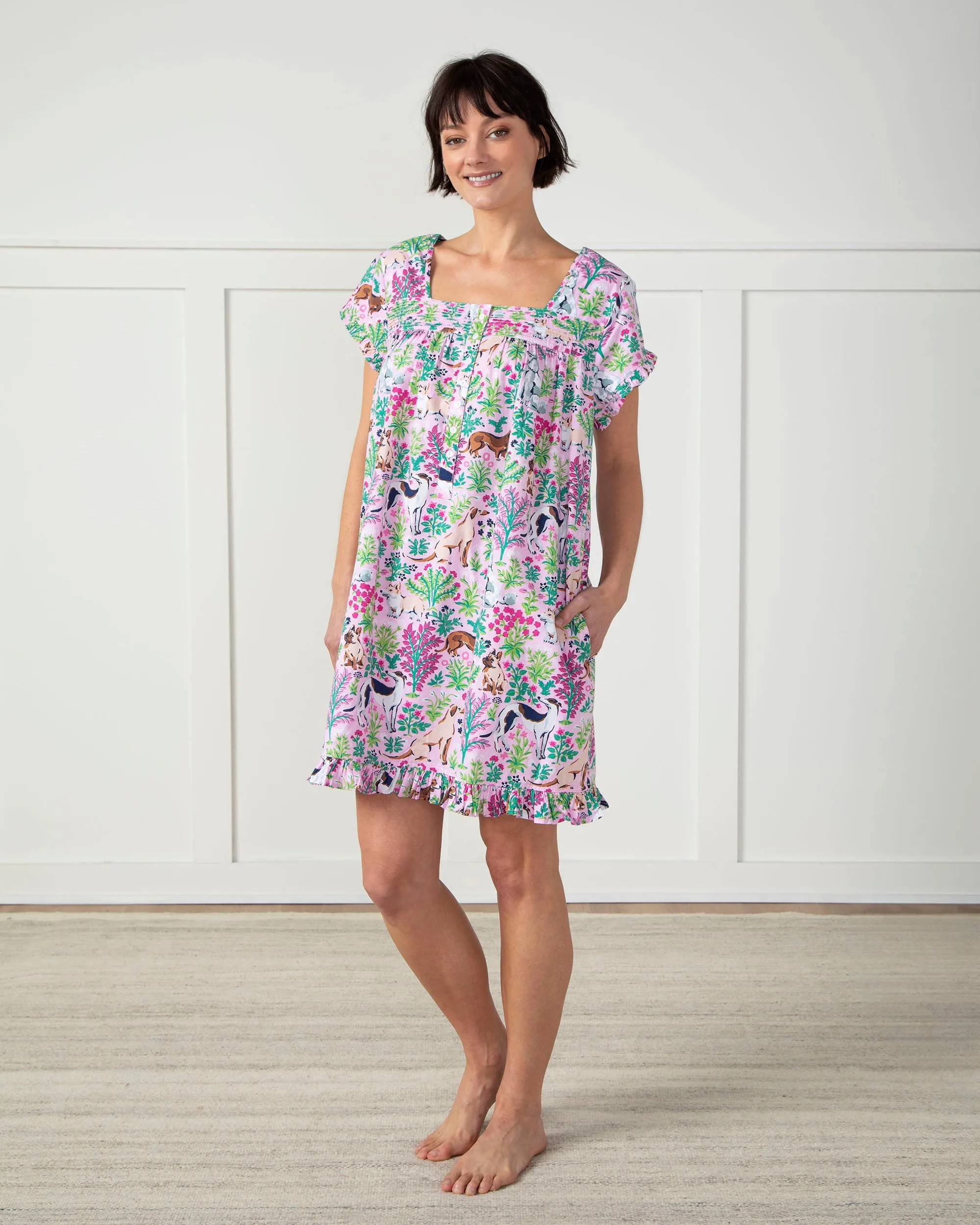 Must Love Dogs - Pintuck Nightgown - Pink Peony