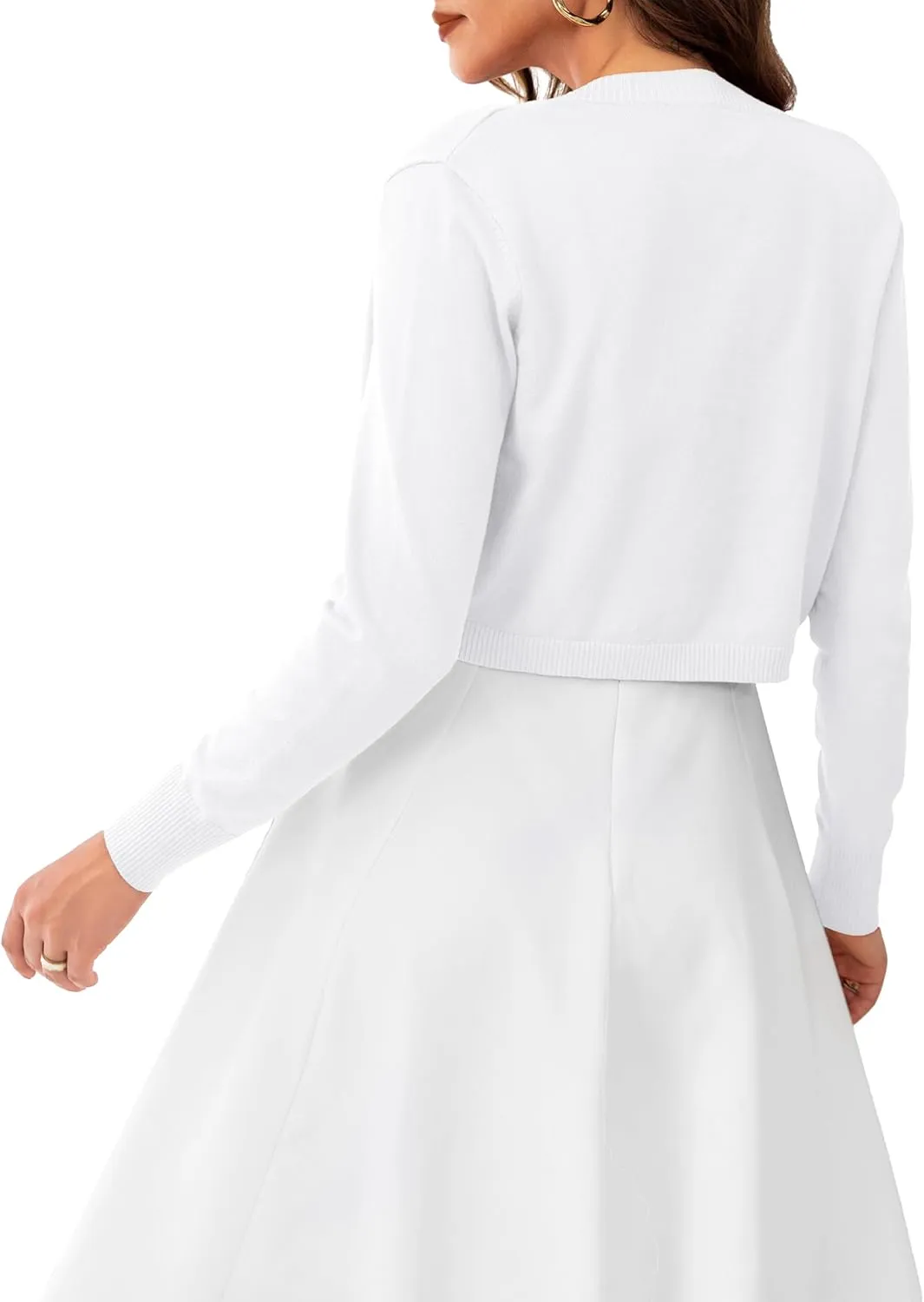 OmicGot Women's Long Sleeve Cropped Cardigan Sweaters Open Front Bolero Shrug for Dresses S-XL
