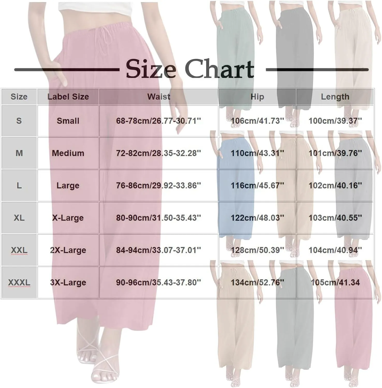 Palazzo Pants Womens High Waisted Straight Wide Leg Linen Trousers Lightweight Drawstring Elastic Flowy Summer Outfits