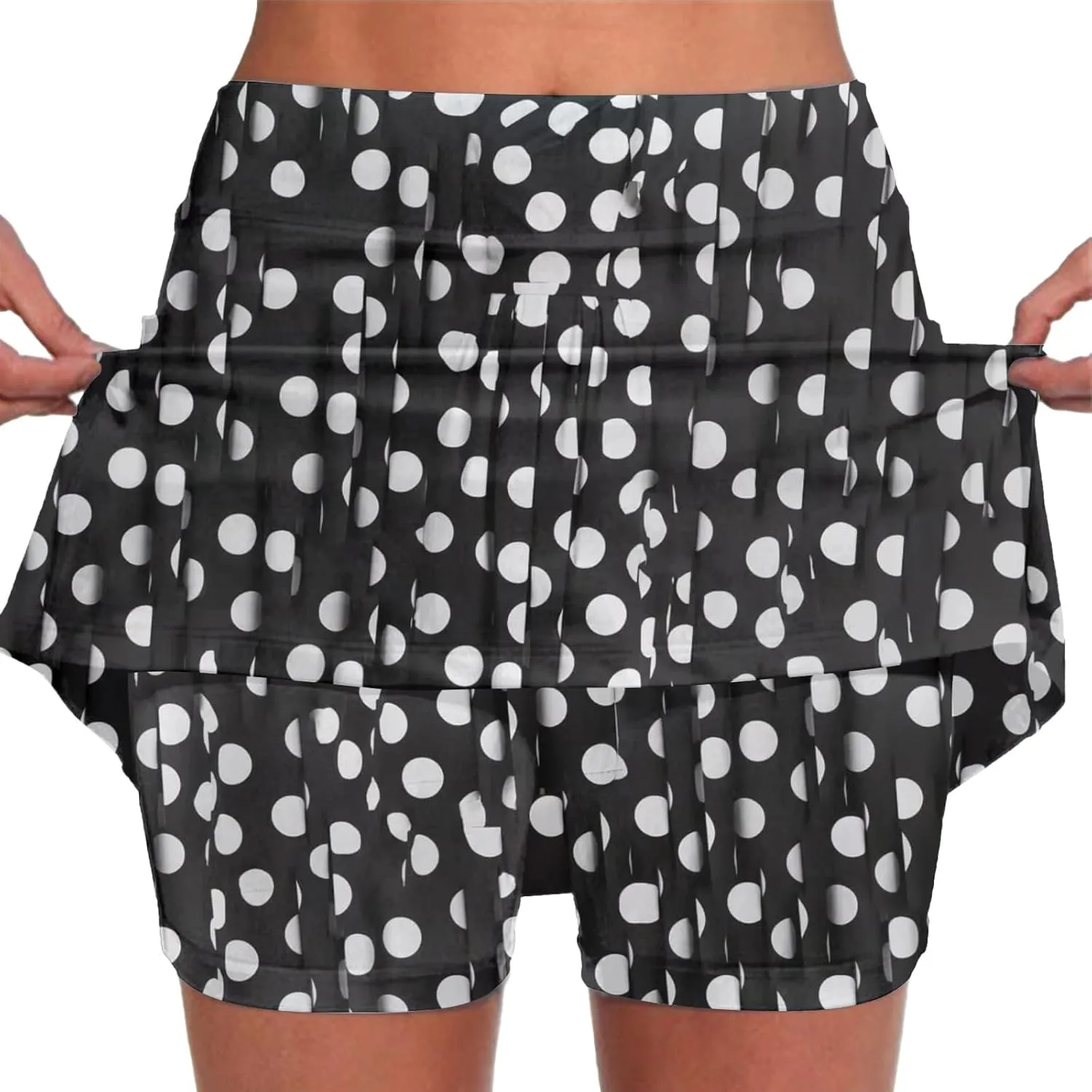 Plus Size Tennis Skirts for Women Athletic Casual Exercise YOG Skort Polka Dot Printed Comfy Golf Running Workout Shorts 2024