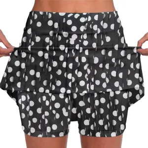 Plus Size Tennis Skirts for Women Athletic Casual Exercise YOG Skort Polka Dot Printed Comfy Golf Running Workout Shorts 2024